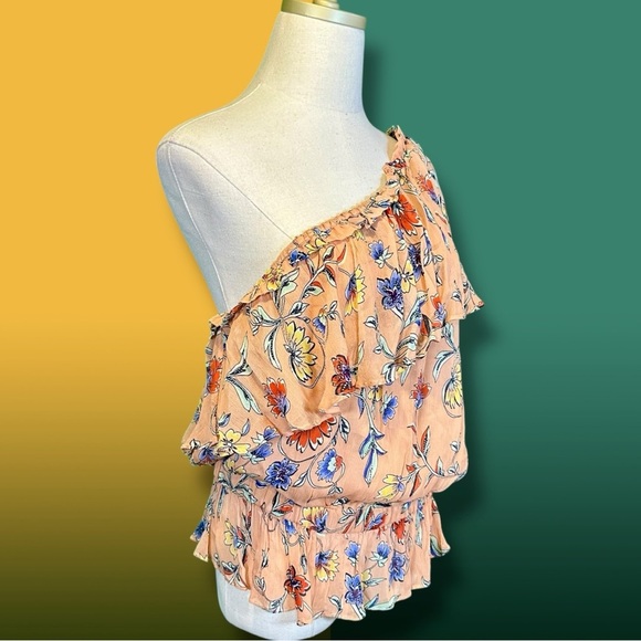 NWT Ramy Brook ‘Aurora’ Poppy Jardin print One-Shoulder Top in Pink “Pojar” Sz L - Picture 14 of 15